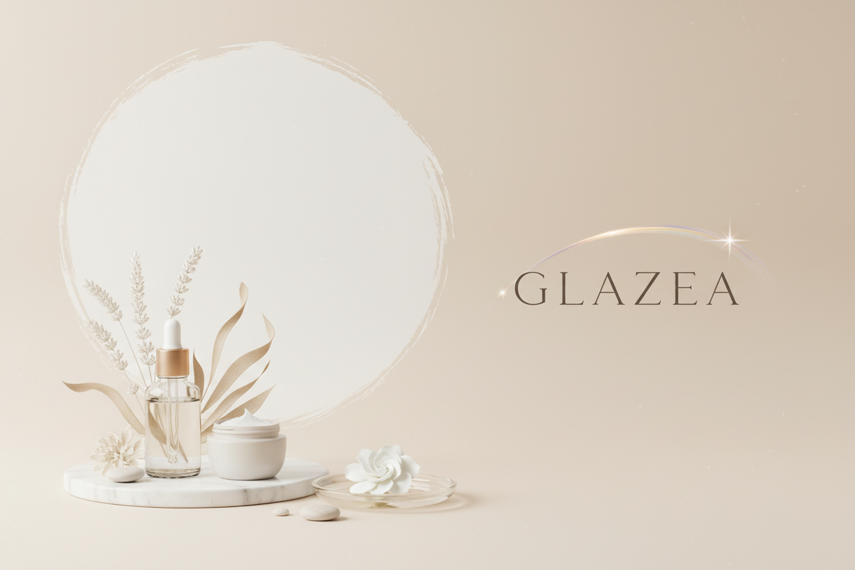 Glazea banner with logo-style text